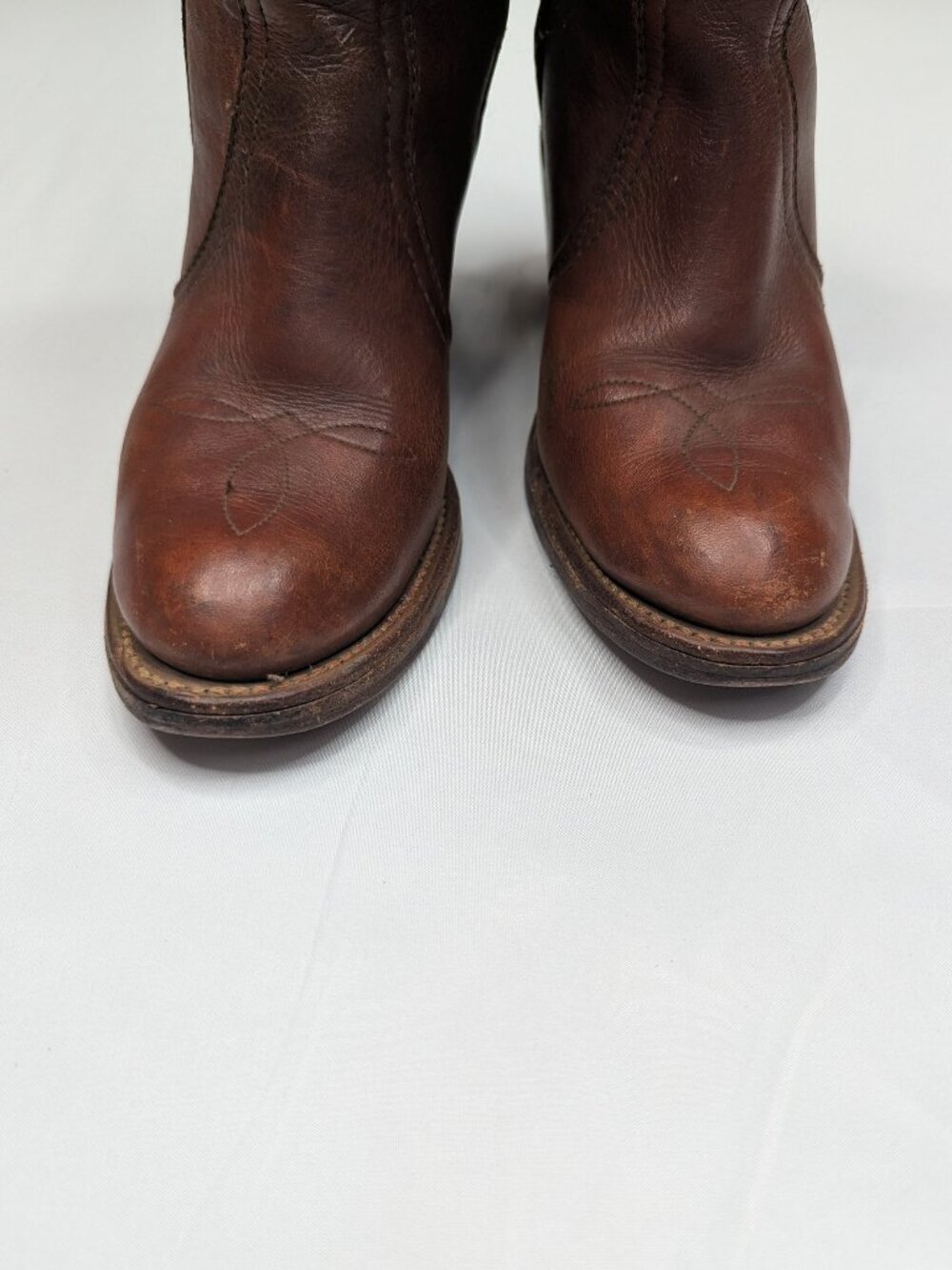 Vintage 1950-1970 FRYE Black Label Campus Stitch Tall Leather Boots 8558 6.5B - Picture 4 of 16